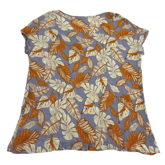 Weekend Suzanne Betros Womens 1X V-Neck Top Short Sleeve Leaf Pattern Rayon - Picture 5 of 5